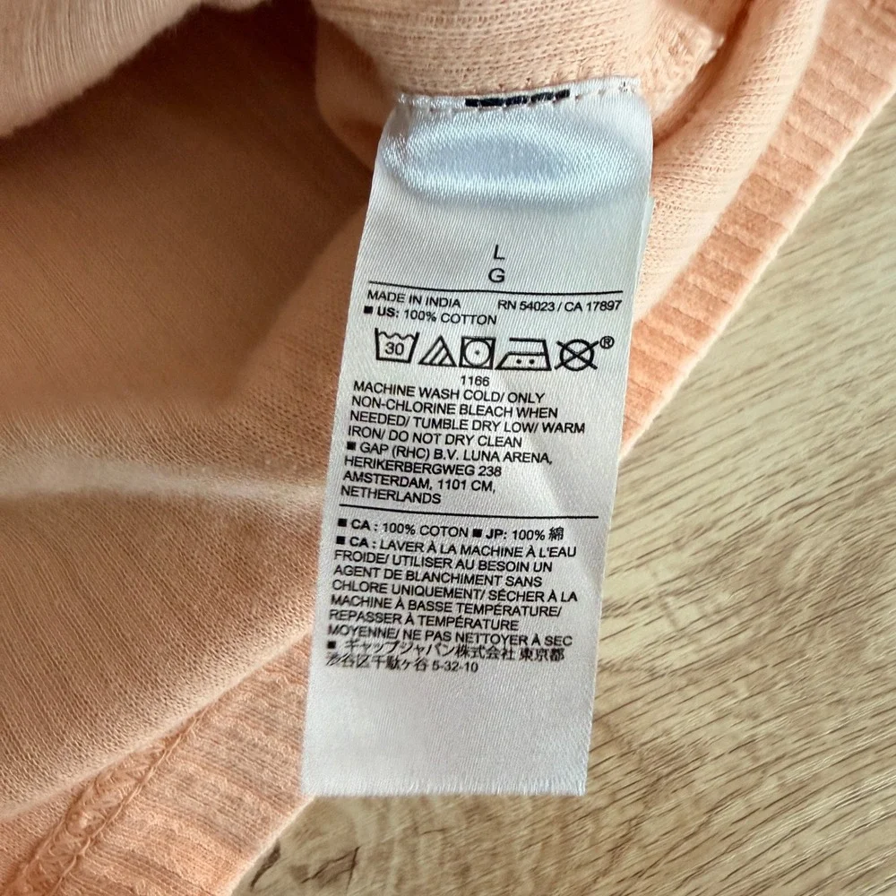 Banana Republic Button Up Shirt Mens L Peach Ribbed Cotton Short Sleeve Camp